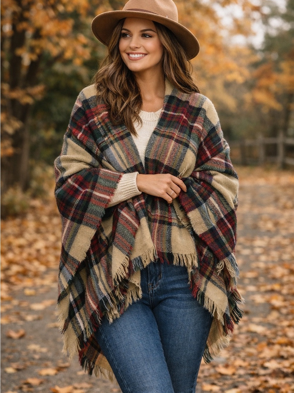 Oversized Tartan Fringe Wrap/ Blanket Scarf/ Shawl 24W 76+L Soft